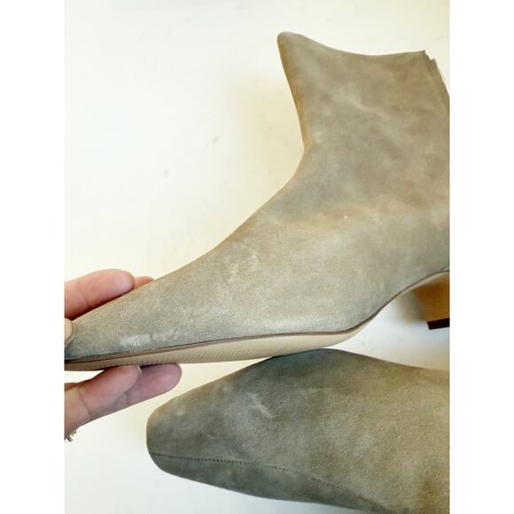 Ann Taylor Tapered Heel Suede Booties Pine Bark Color 10 - Picture 4 of 4